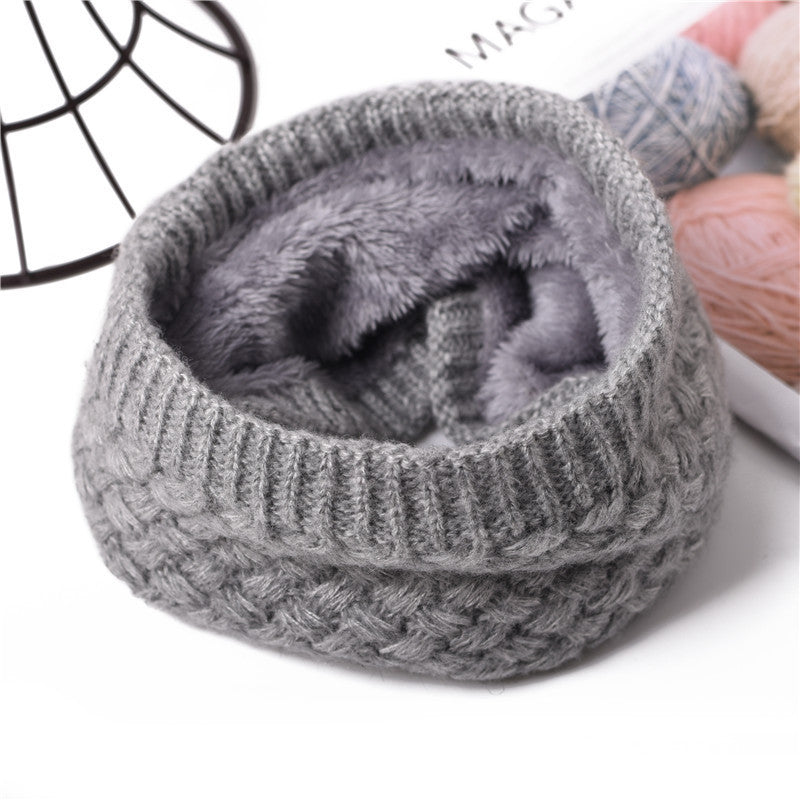 Fashion Couple Fleece-lined Thickened Pullover Keep Warm Wool Knitted Scarf