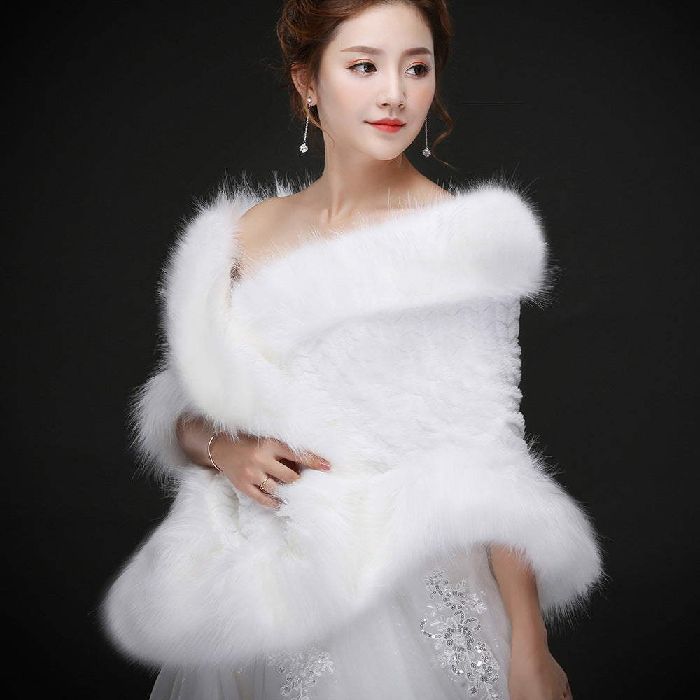 Autumn And Winter New Korean Style Rabbit Fox Fur Love Long Fur Edge Large Cape Bride Welcome Photo Studio Photography Fur Shawl
