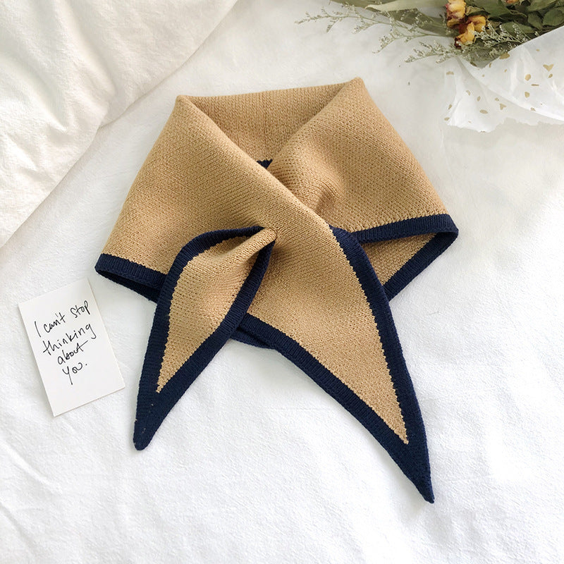 Autumn And Winter Triangle Knitted Shawl Style Women's Outer Scarf