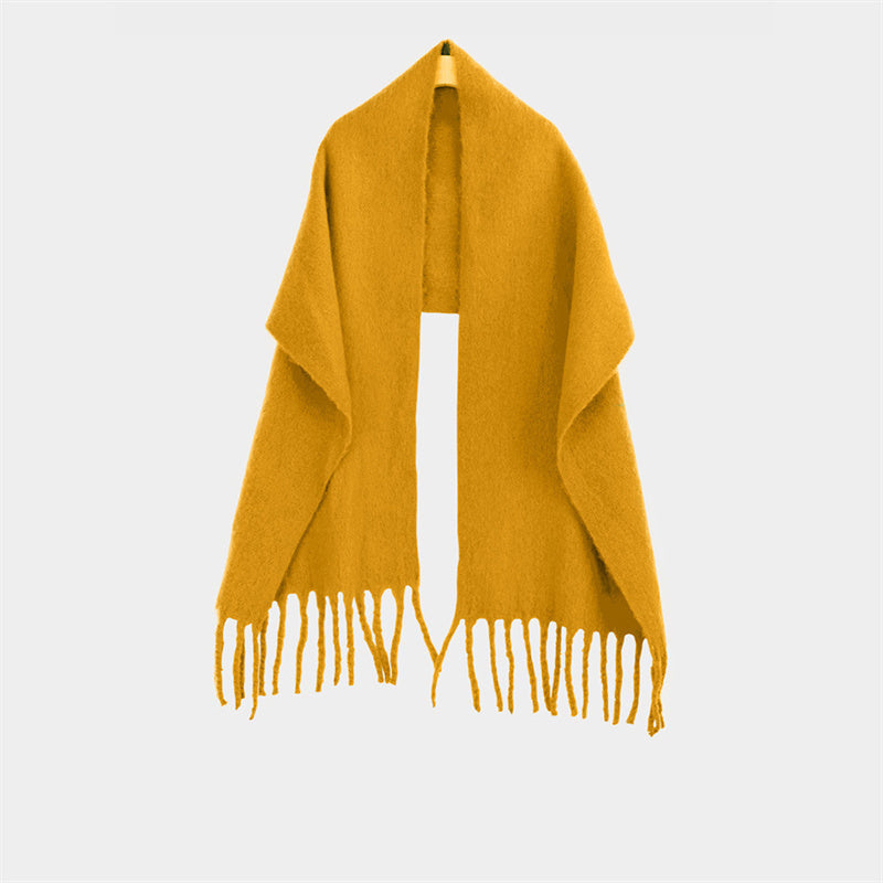 Shawl To Keep Warm All Wear White Bright Red Solid Color Neck