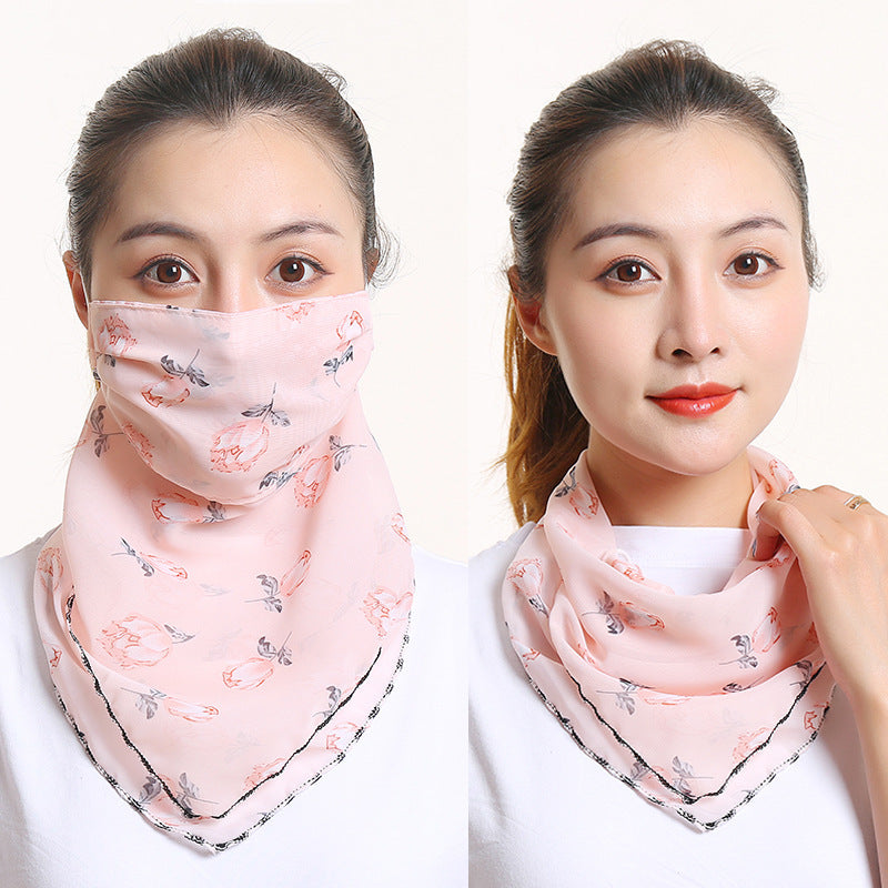Bib Silk Scarf Women Summer Sunscreen Mask Neck Guard Face Mask