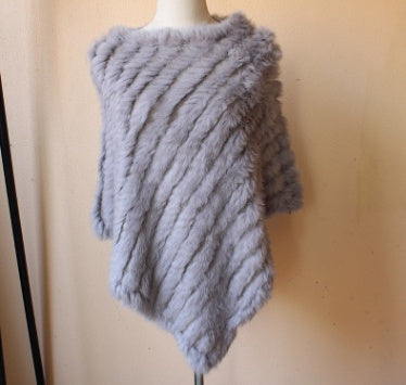 Rabbit wool shawl cloak scarf ladies triangle bib leather grass handmade scarf fur triangle head