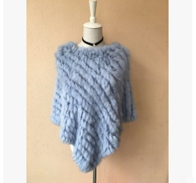 Rabbit wool shawl cloak scarf ladies triangle bib leather grass handmade scarf fur triangle head