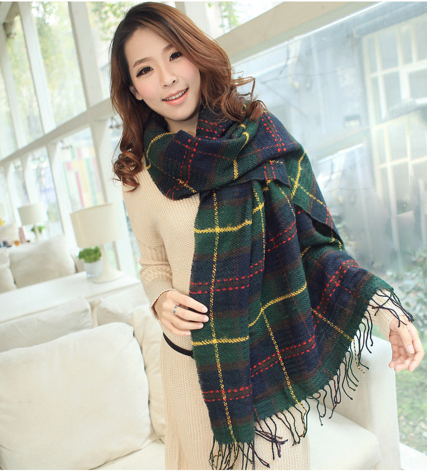 Autumn And Winter Warm British Plaid Tassel Air Conditioning Large Shawl