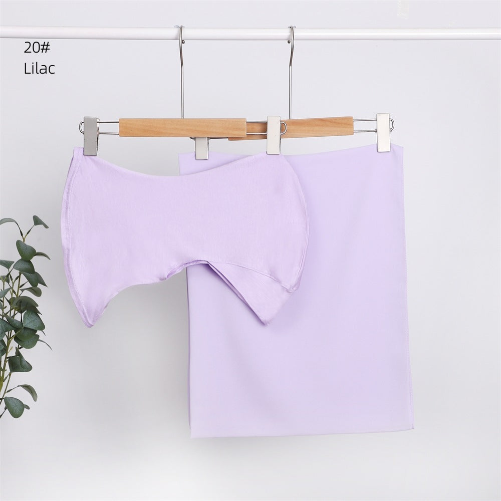 Modal Solid Color Breathable Fits Cap Pearl Chiffon Scarf