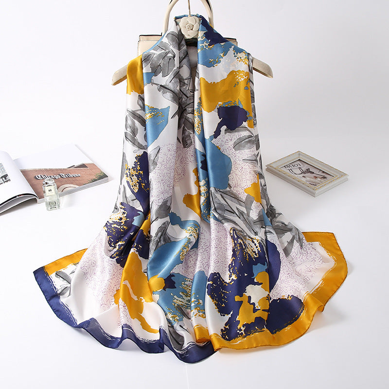 Simulated Silk Scarf Female Dual-use Air-conditioning Shawl Sarong