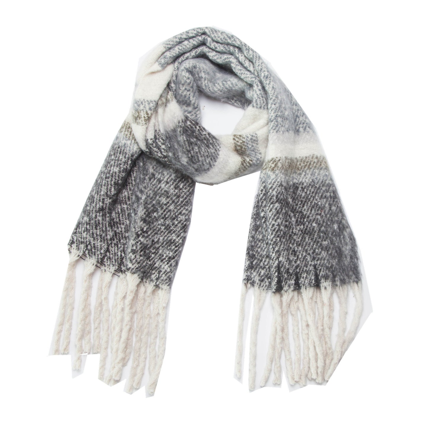 Thickened Circle Yarn Coarse Fringe Mixed Color Scarf