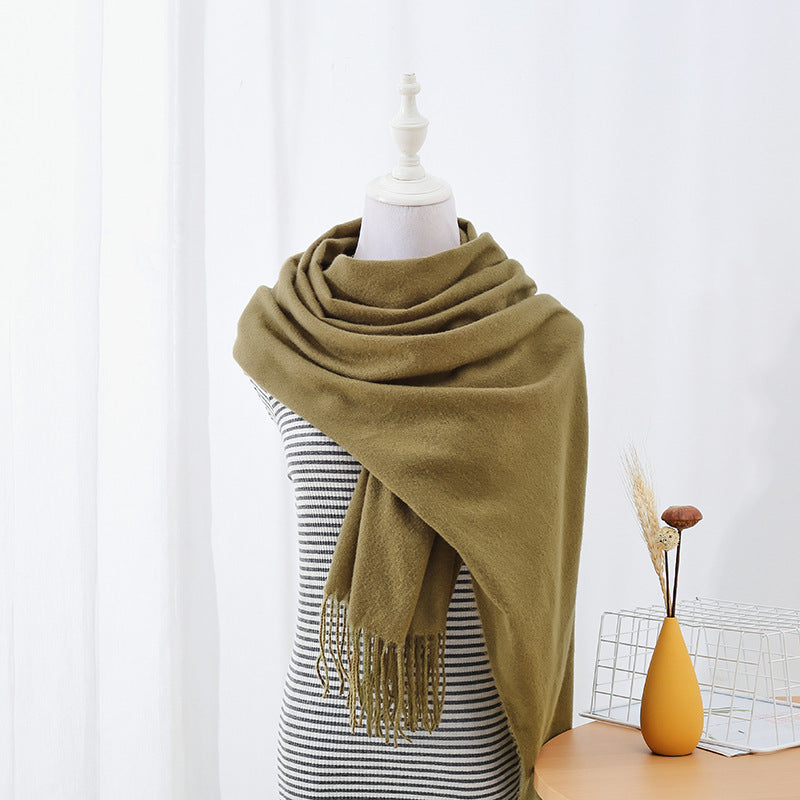 Solid Colored Long Towel Thickened For Warmth