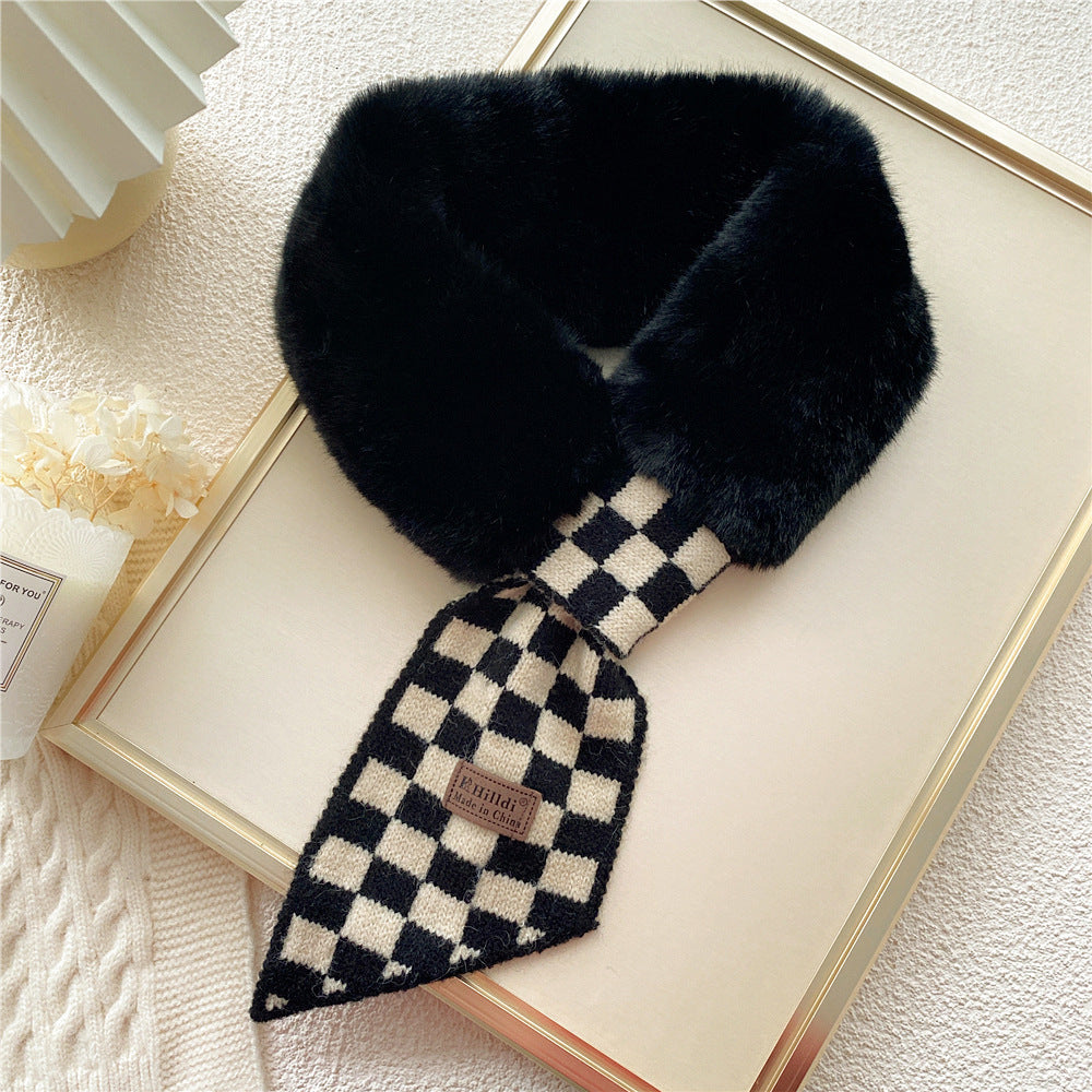 Collar Rex Rabbit Fur Winter Cross Scarf