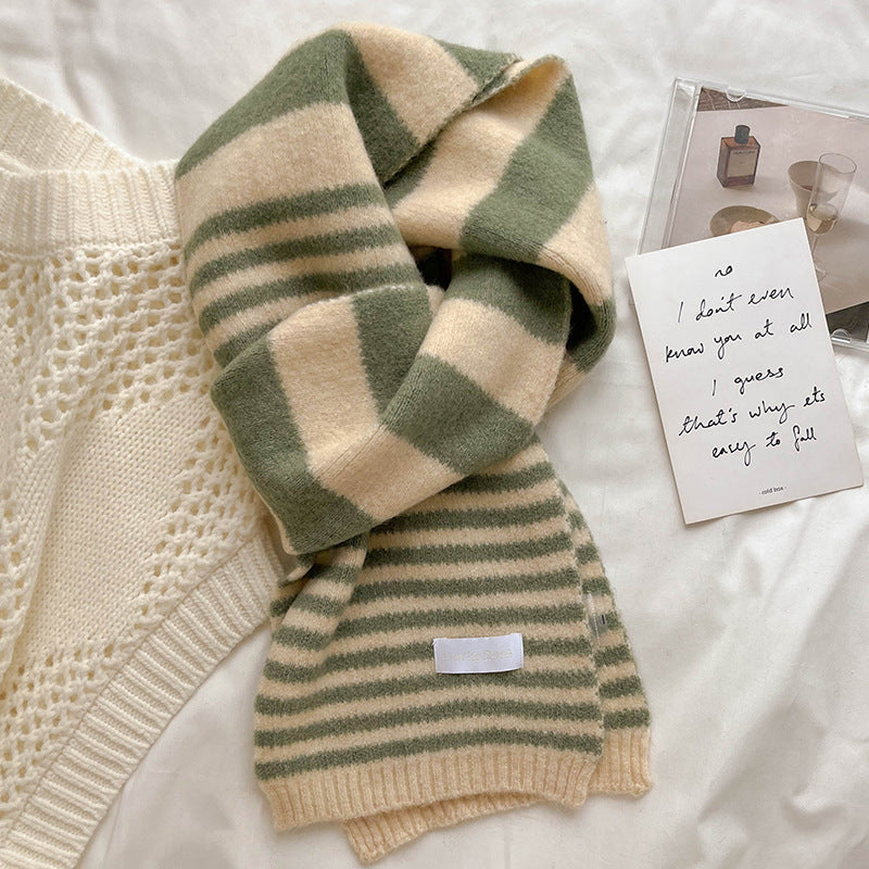 Warm Striped Thickened Student Couple Scarf
