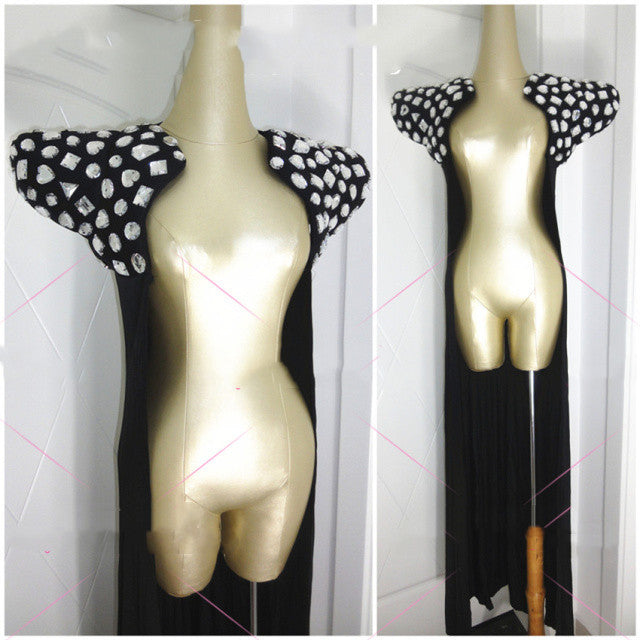 Bar Party Ladies Stage Show Shiny Hand Sewn Diamond Cloak