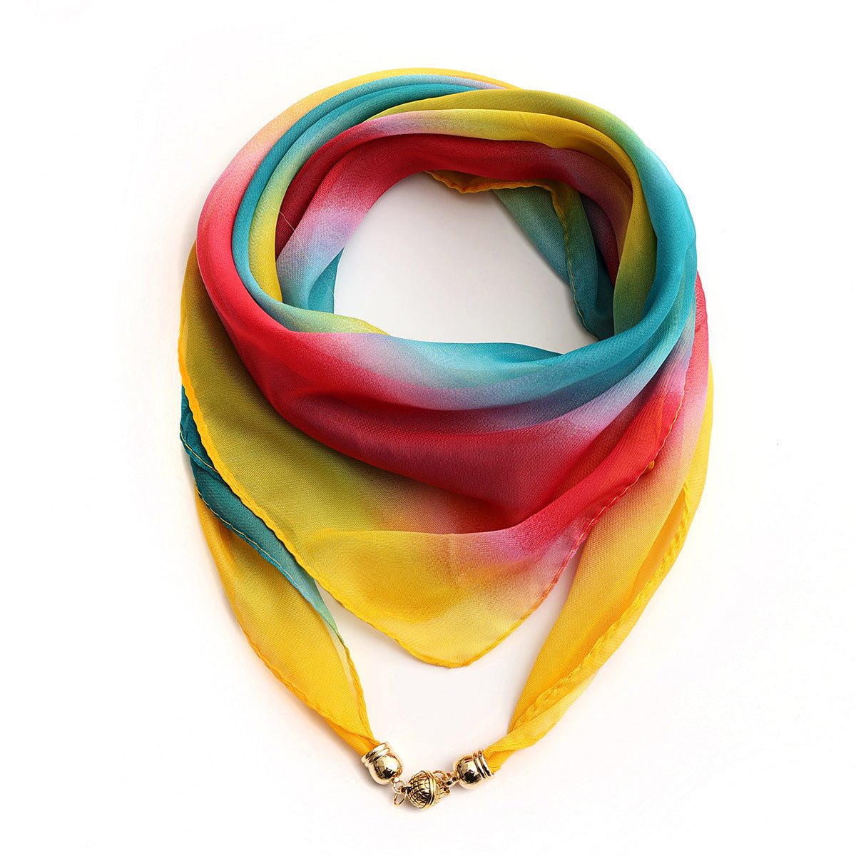Golden Ball Floral Chiffon Scarf Women's Printed Thin