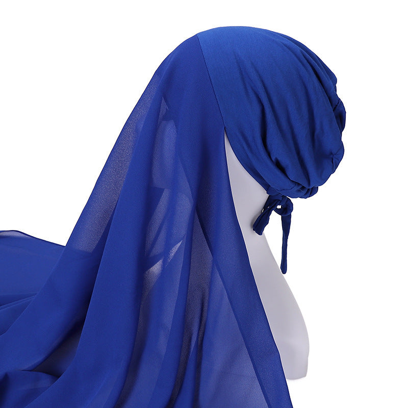 Pearl Chiffon With Elastic Bottoming Hood Scarf