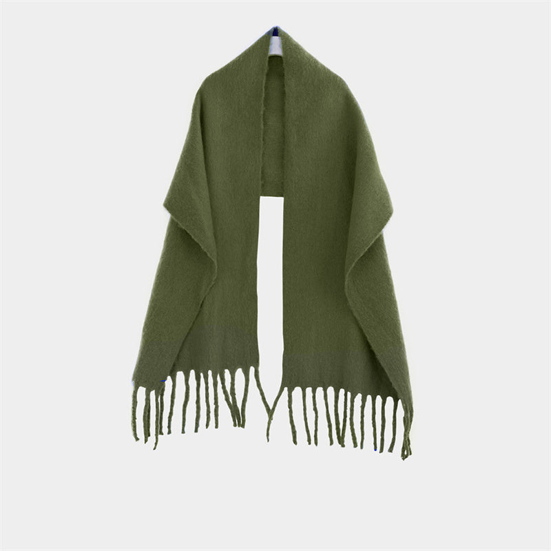 Shawl To Keep Warm All Wear White Bright Red Solid Color Neck