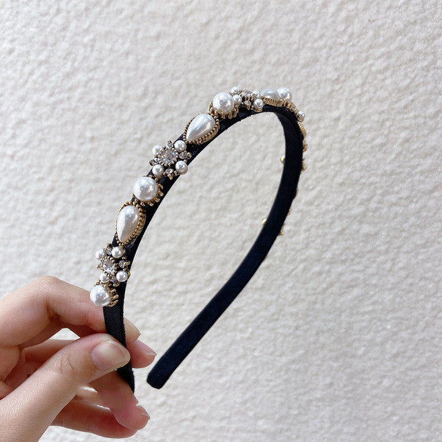 Baroque Vintage Palace Rhinestone Pearl Hair Accessories Metal Wild Out