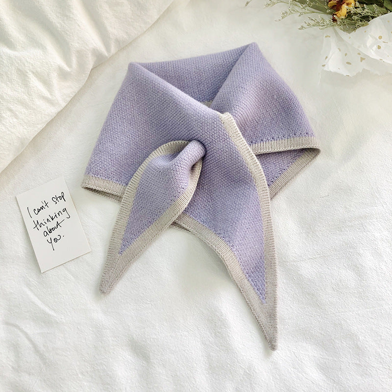Autumn And Winter Triangle Knitted Shawl Style Women's Outer Scarf