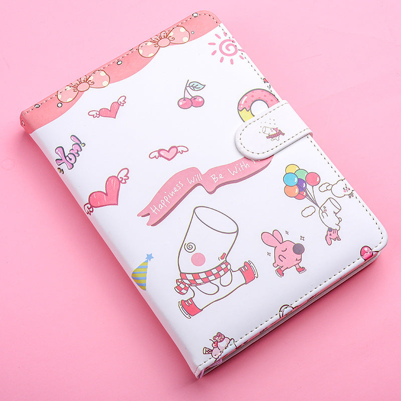 Kaba Bear Hippo Small White Magnetic Buckle Notebook Portable Notebook Girl Heart Creative Cute Hand Book