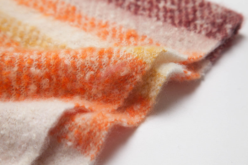 Thickened Circle Yarn Coarse Fringe Mixed Color Scarf