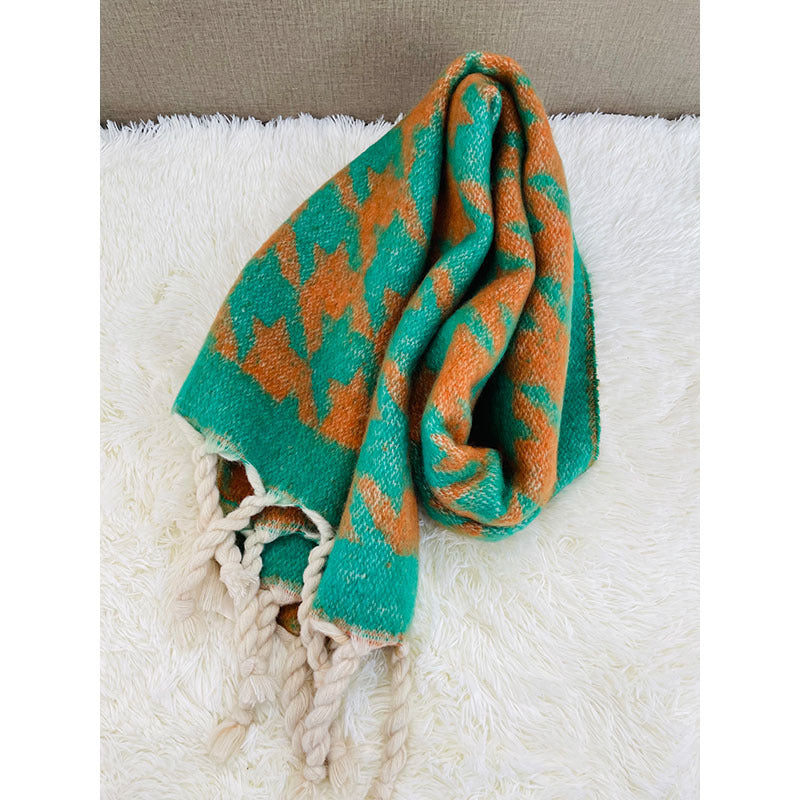 Women's Thick Fringed Houndstooth All-match Shawl Scarf