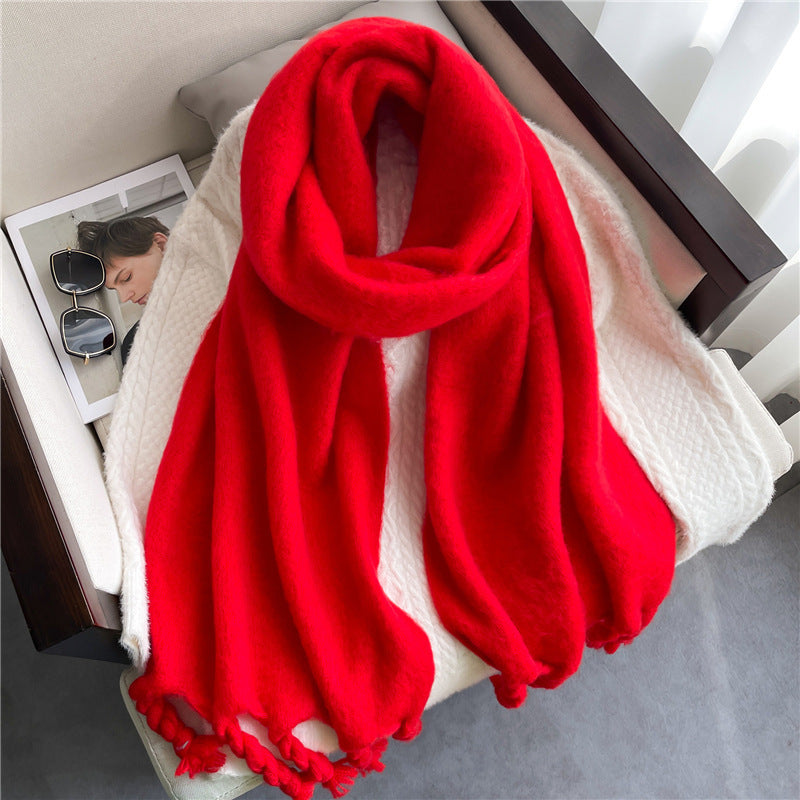 Fashionable Cashmere Scarf With Tassels