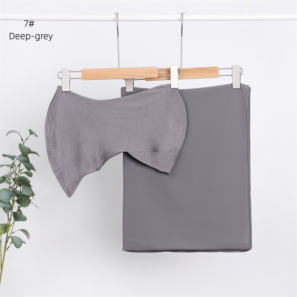 Modal Solid Color Breathable Fits Cap Pearl Chiffon Scarf