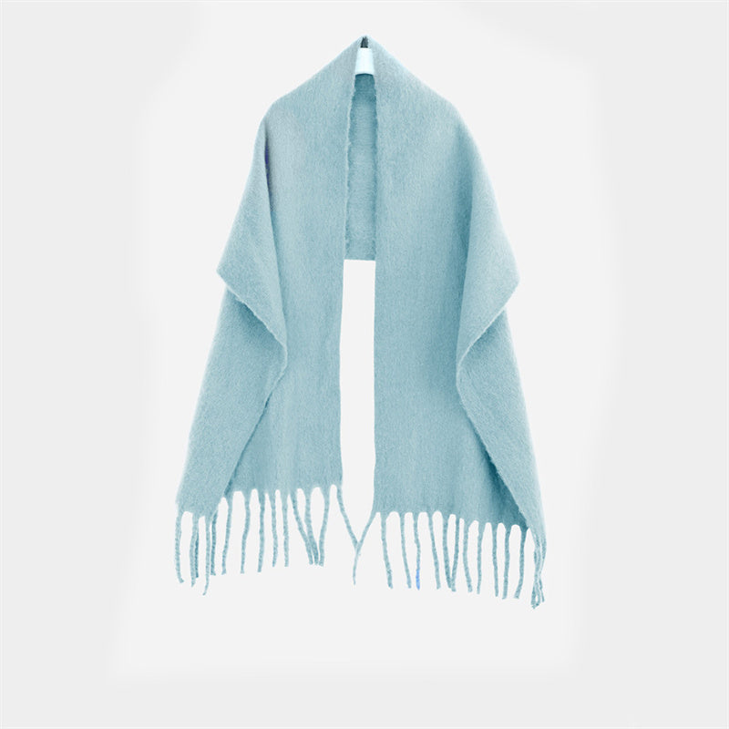 Shawl To Keep Warm All Wear White Bright Red Solid Color Neck