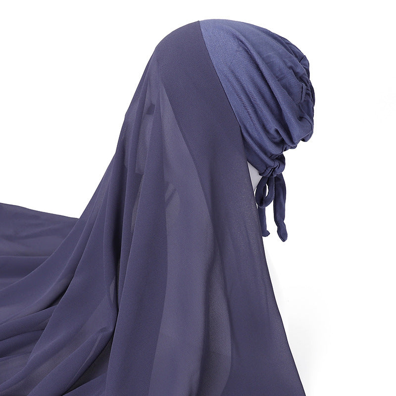 Pearl Chiffon With Elastic Bottoming Hood Scarf
