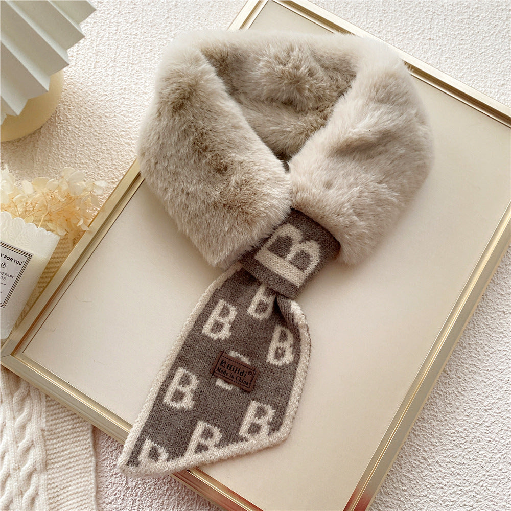Collar Rex Rabbit Fur Winter Cross Scarf