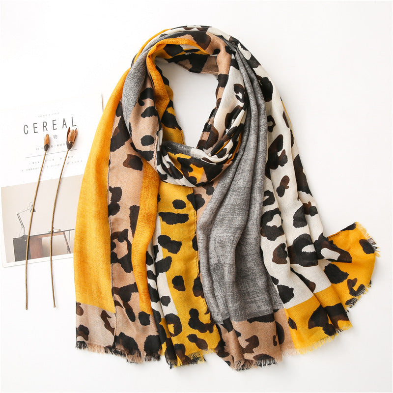 Versatile Leopard Women's Tassel Warm Sunscreen Scarf