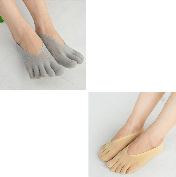 Four Seasons Ultra-Short And Thin Glue Split-Toe Five-Finger Socks Women'S Shallow Mouth