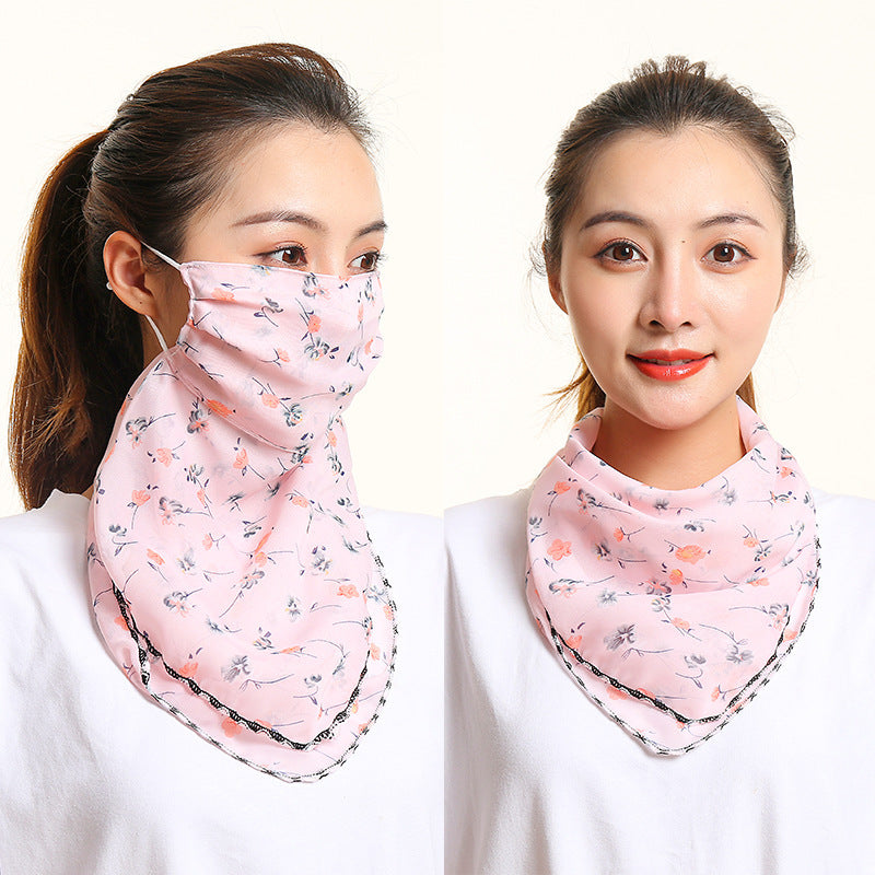 Bib Silk Scarf Women Summer Sunscreen Mask Neck Guard Face Mask