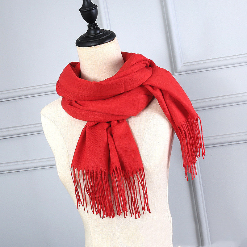 Korean Version Of Cashmere Solid Color Scarf Annual Meeting