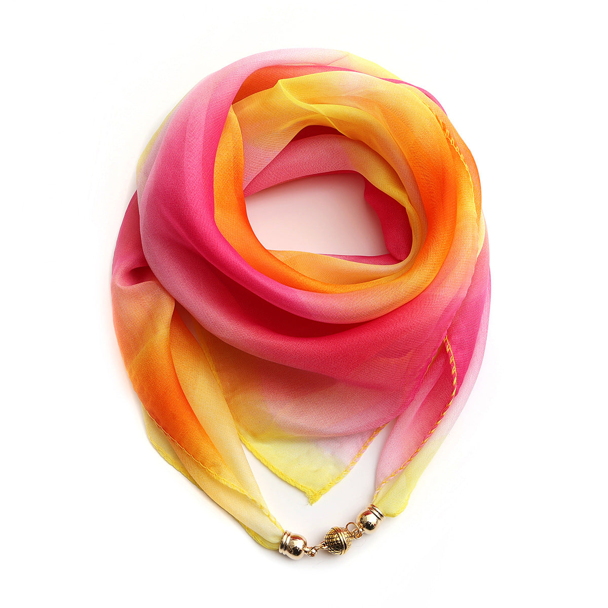 Golden Ball Floral Chiffon Scarf Women's Printed Thin