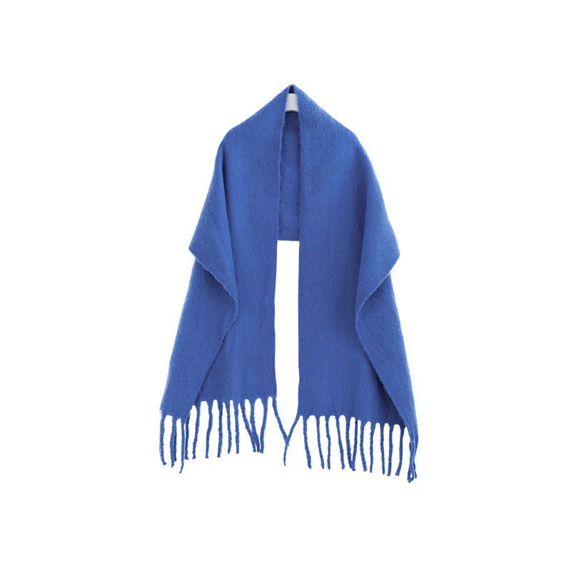 Shawl To Keep Warm All Wear White Bright Red Solid Color Neck