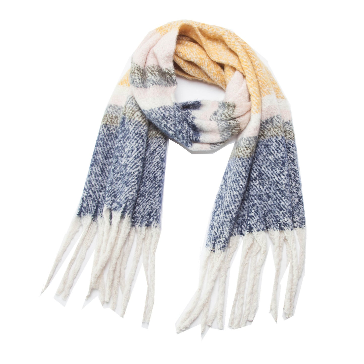Thickened Circle Yarn Coarse Fringe Mixed Color Scarf