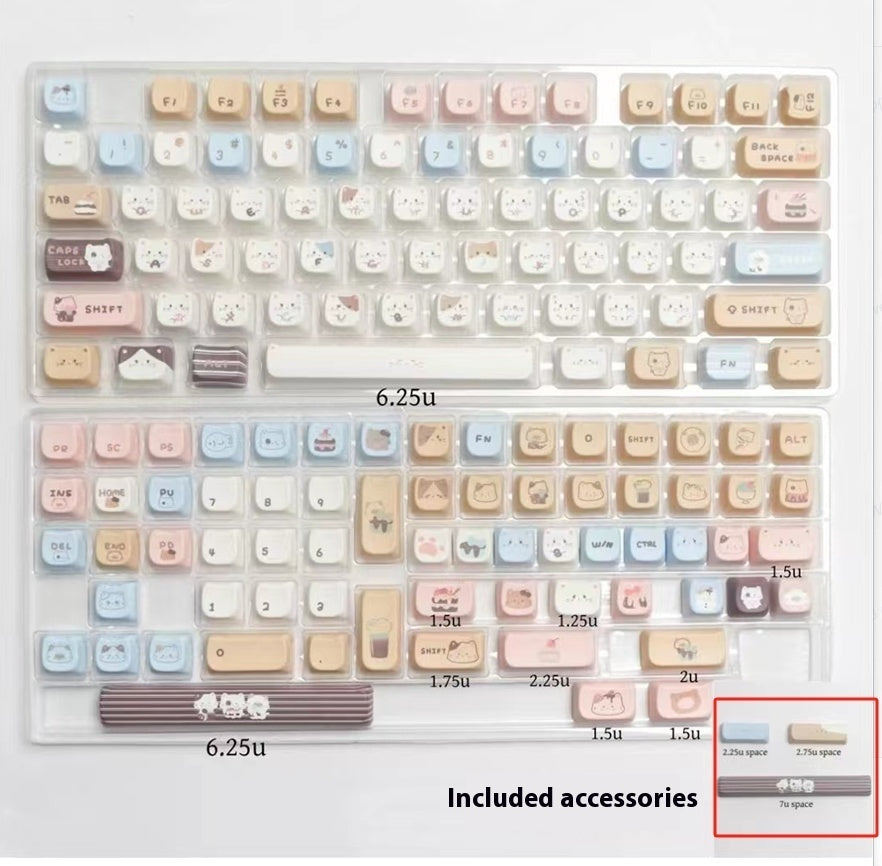 High Sea Salt Cat Full Set PBT Sublimation Key Cap March Past Space 7u Supplement