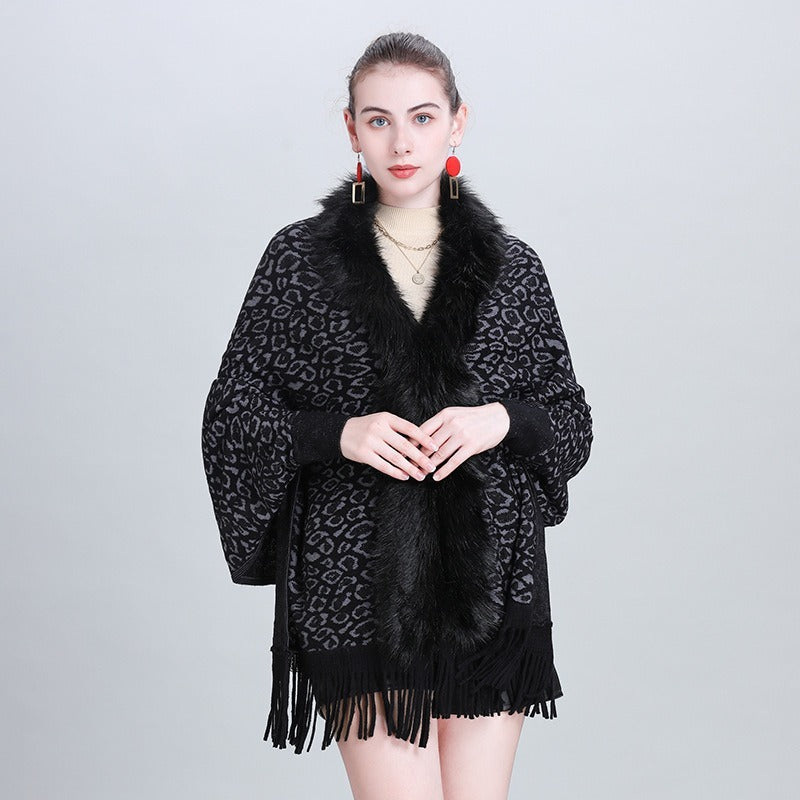 Autumn And Winter New Scarf Faux Fur Collar Knitted Shawl