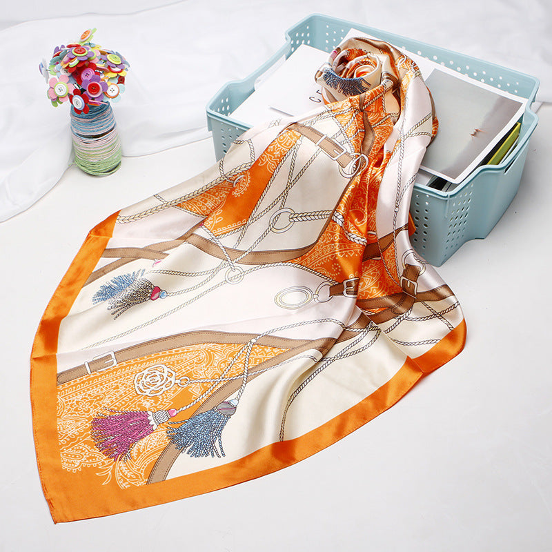 Women's Vintage Printed Silk Scarf