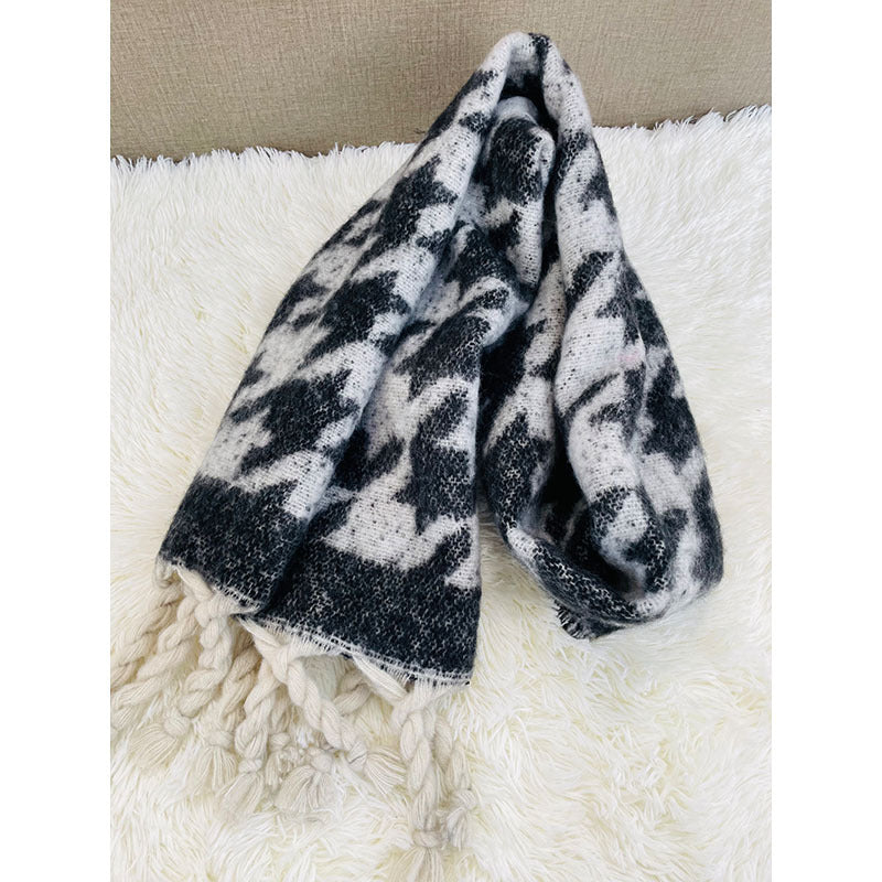 Women's Thick Fringed Houndstooth All-match Shawl Scarf