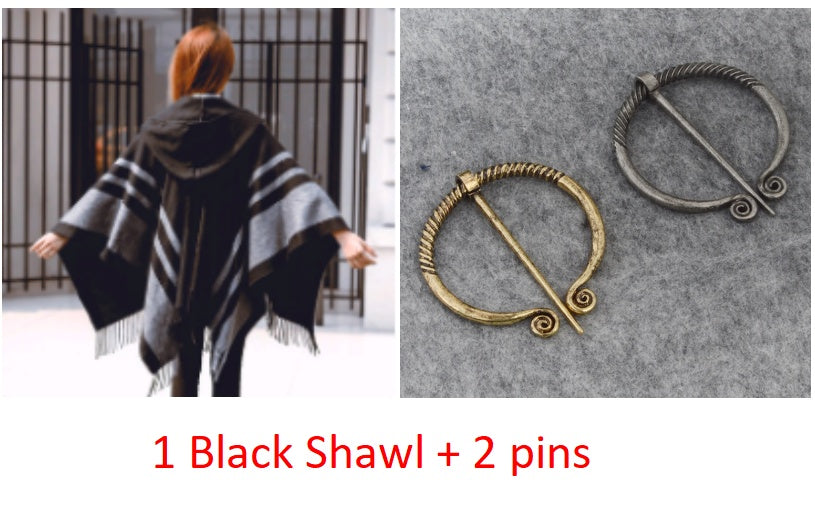 Badge Belt Buckle Scarf Shawl Thickened And Lengthened Cloak