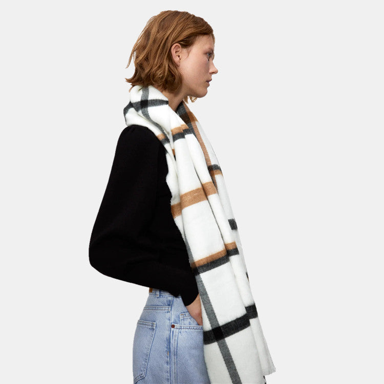 Large Square Plaid Cashmere Shawl