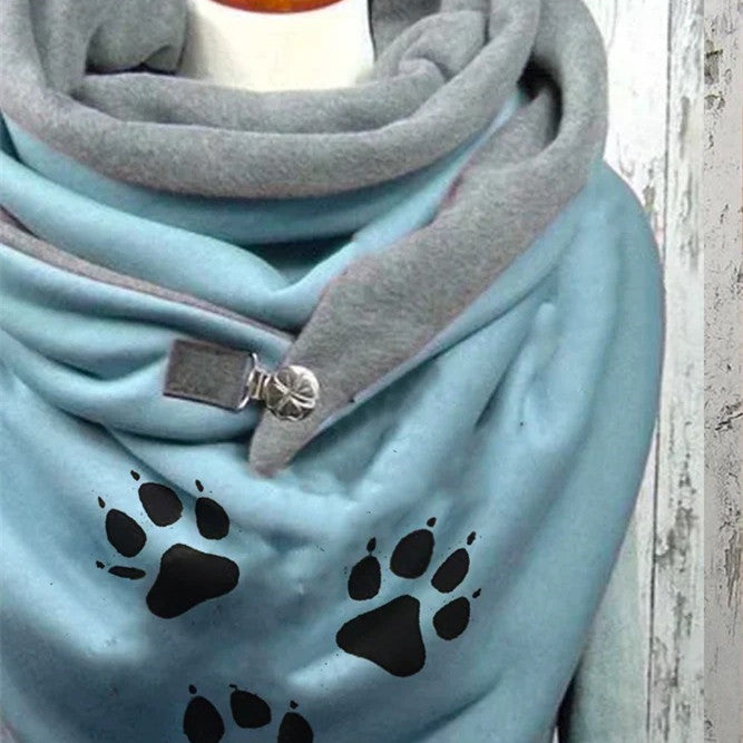 Women's Fashion Simple Cotton Printed Warm Button Scarf