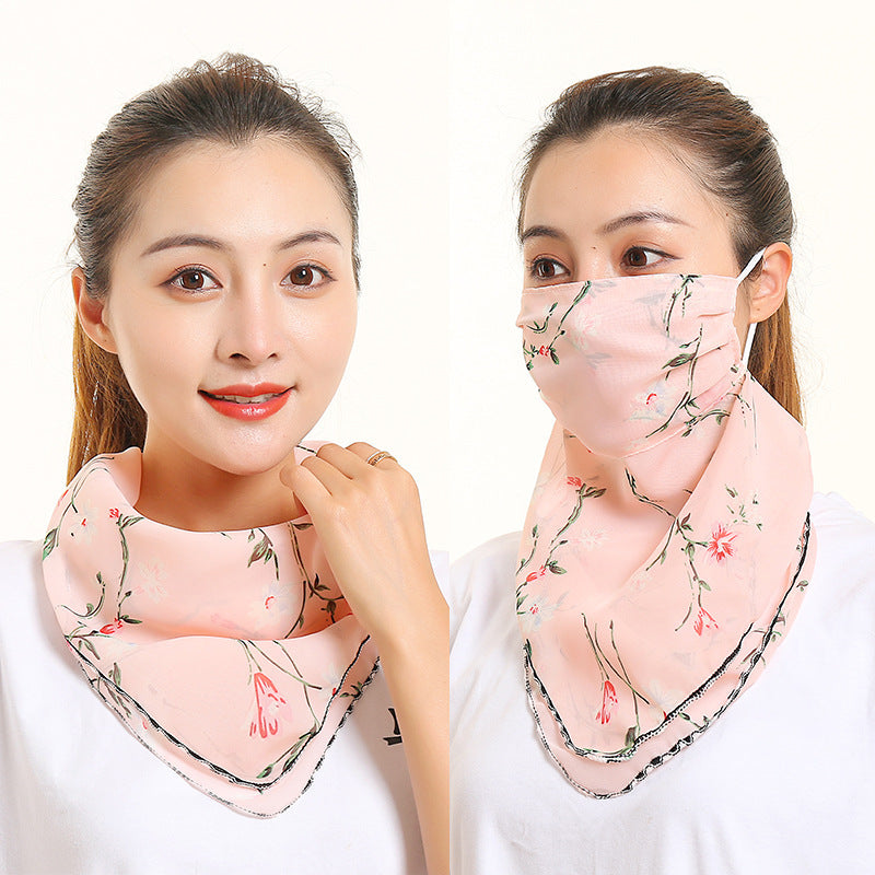 Bib Silk Scarf Women Summer Sunscreen Mask Neck Guard Face Mask