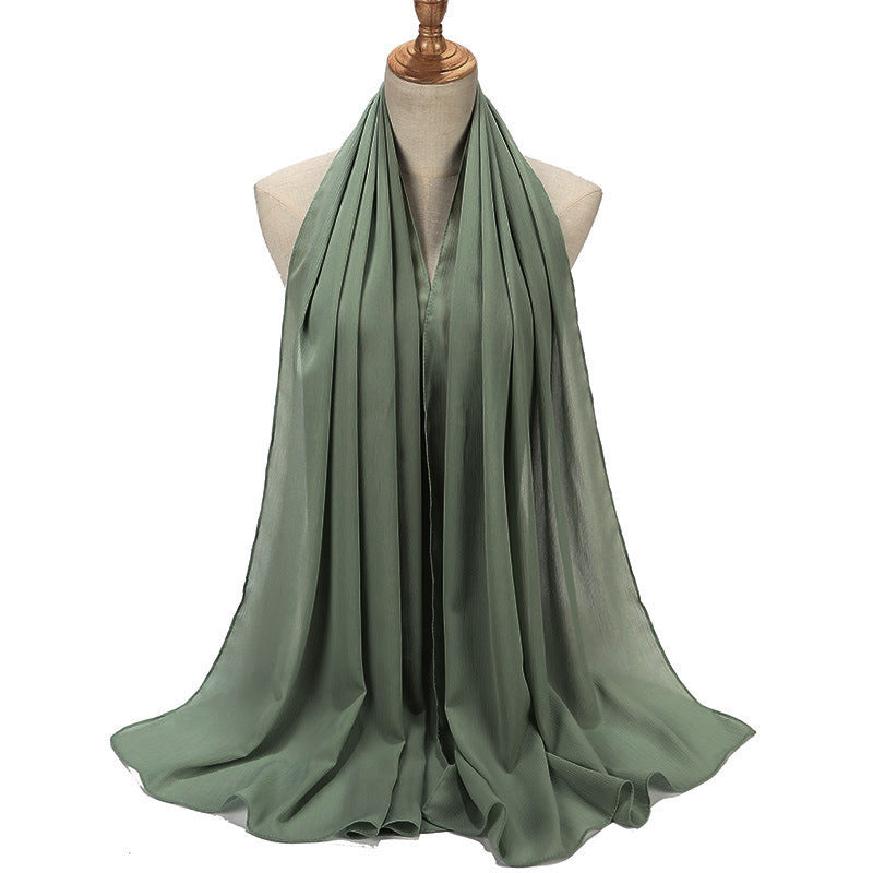 Natural Wrinkle Monochrome Chiffon Scarf Breathable Pleated Women's Toe Cap Scarf