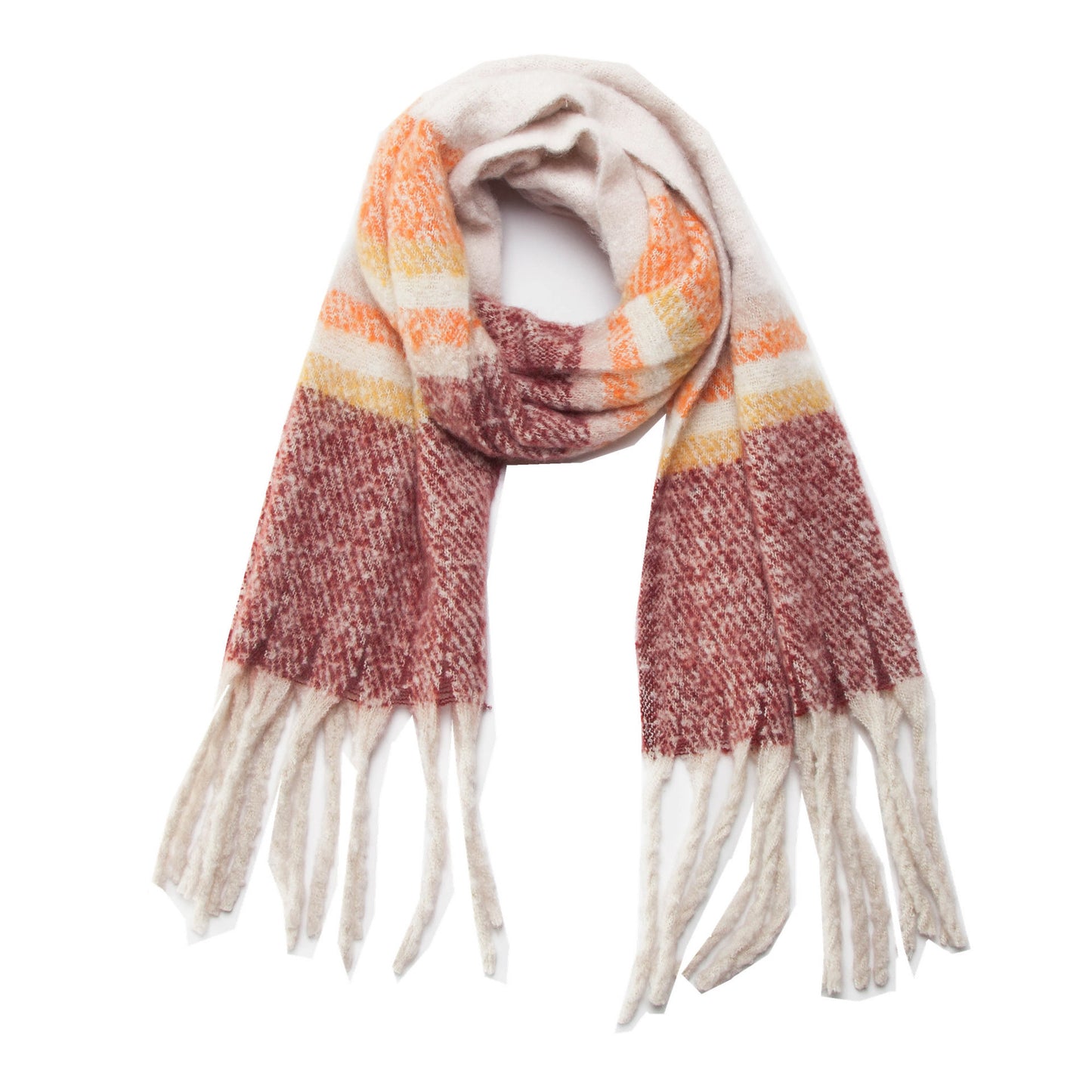 Thickened Circle Yarn Coarse Fringe Mixed Color Scarf