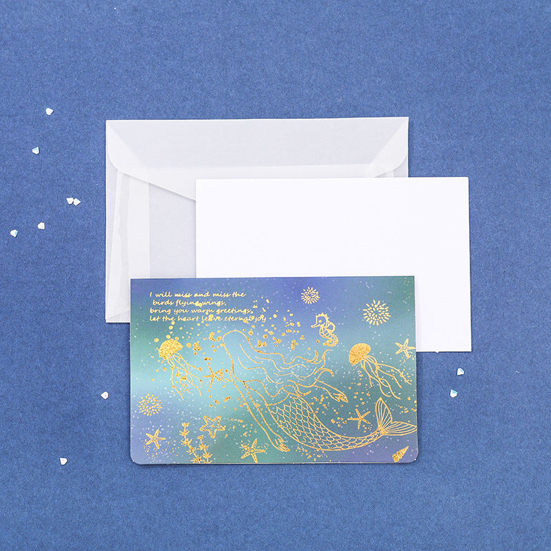 High-end Aesthetic Sulfuric Acid Paper Bronzing Folding Greeting Card Envelope Set