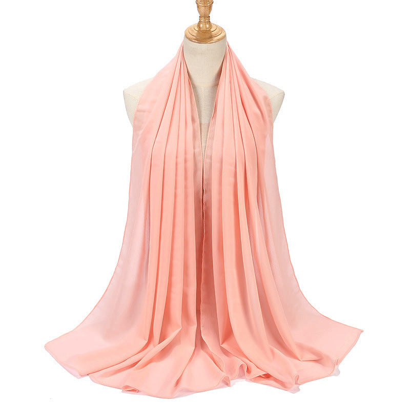Natural Wrinkle Monochrome Chiffon Scarf Breathable Pleated Women's Toe Cap Scarf