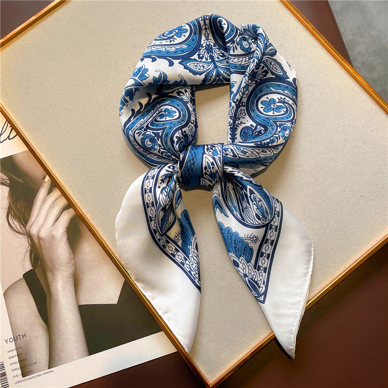 Women's Vintage Printed Silk Scarf