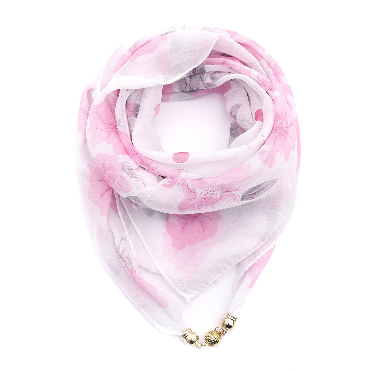 Golden Ball Floral Chiffon Scarf Women's Printed Thin