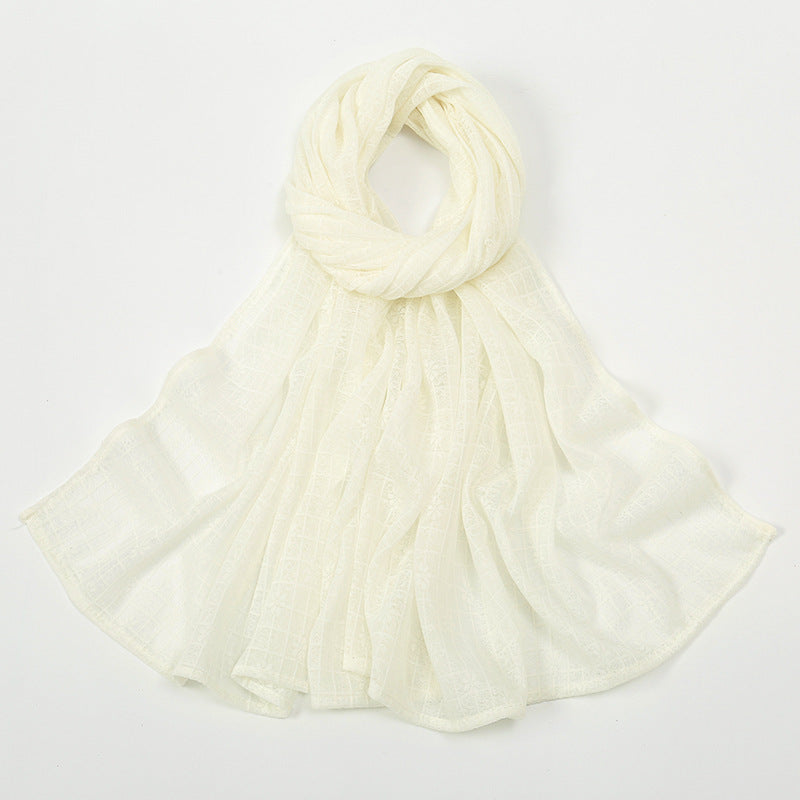 Plaid Jacquard Polyester Scarf Women